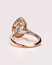 3.09 CT Pear Cut Halo Moissanite Engagement Ring - Barbara Maison 