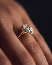 3.09 CT Pear Cut Halo Moissanite Engagement Ring - Barbara Maison 