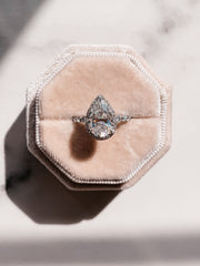 1.93 CT Pear Cut Halo Moissanite Engagement Ring With Pave Setting - Barbara Maison 