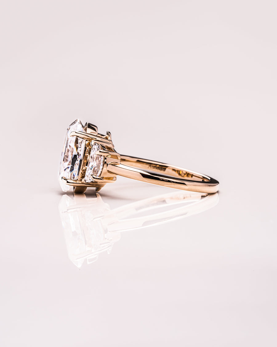 4.0 CT Oval Cut Three Stone Moissanite Engagement Ring - Barbara Maison 