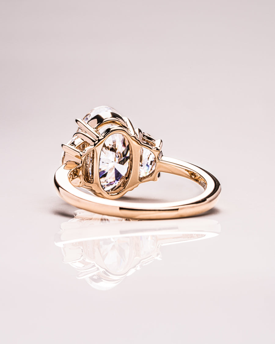 4.0 CT Oval Cut Three Stone Moissanite Engagement Ring - Barbara Maison 