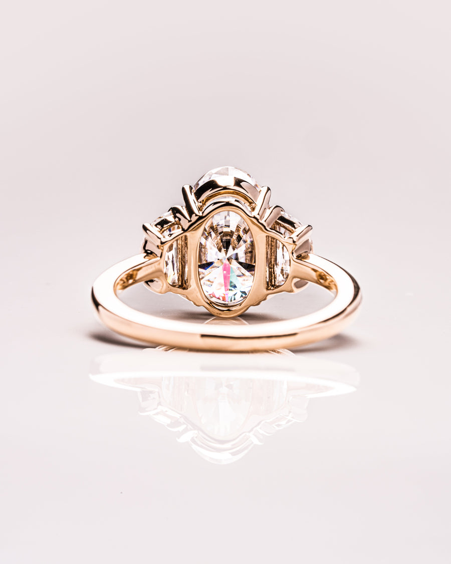 4.0 CT Oval Cut Three Stone Moissanite Engagement Ring - Barbara Maison 