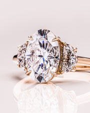 4.0 CT Oval Cut Three Stone Moissanite Engagement Ring - Barbara Maison 