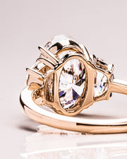 4.0 CT Oval Cut Three Stone Moissanite Engagement Ring - Barbara Maison 