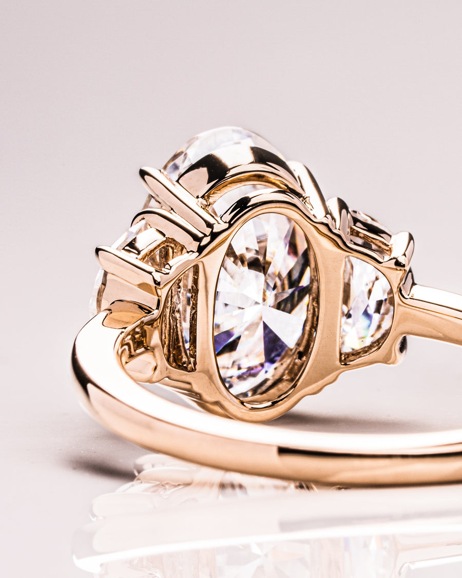 4.0 CT Oval Cut Three Stone Moissanite Engagement Ring - Barbara Maison 