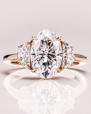 4.0 CT Oval Cut Three Stone Moissanite Engagement Ring - Barbara Maison 
