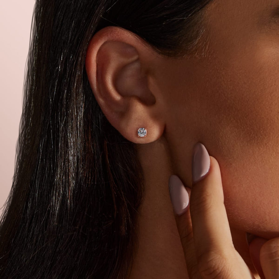 0.50 TCW-1.0 TCW Cushion Cut Moissanite Solitaire Stud Earrings - Barbara Maison 