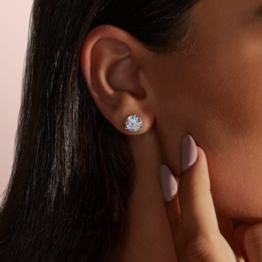 0.50 CT-4.0 CT Round Solitaire CVD F/VS Diamond Earrings - Barbara Maison 