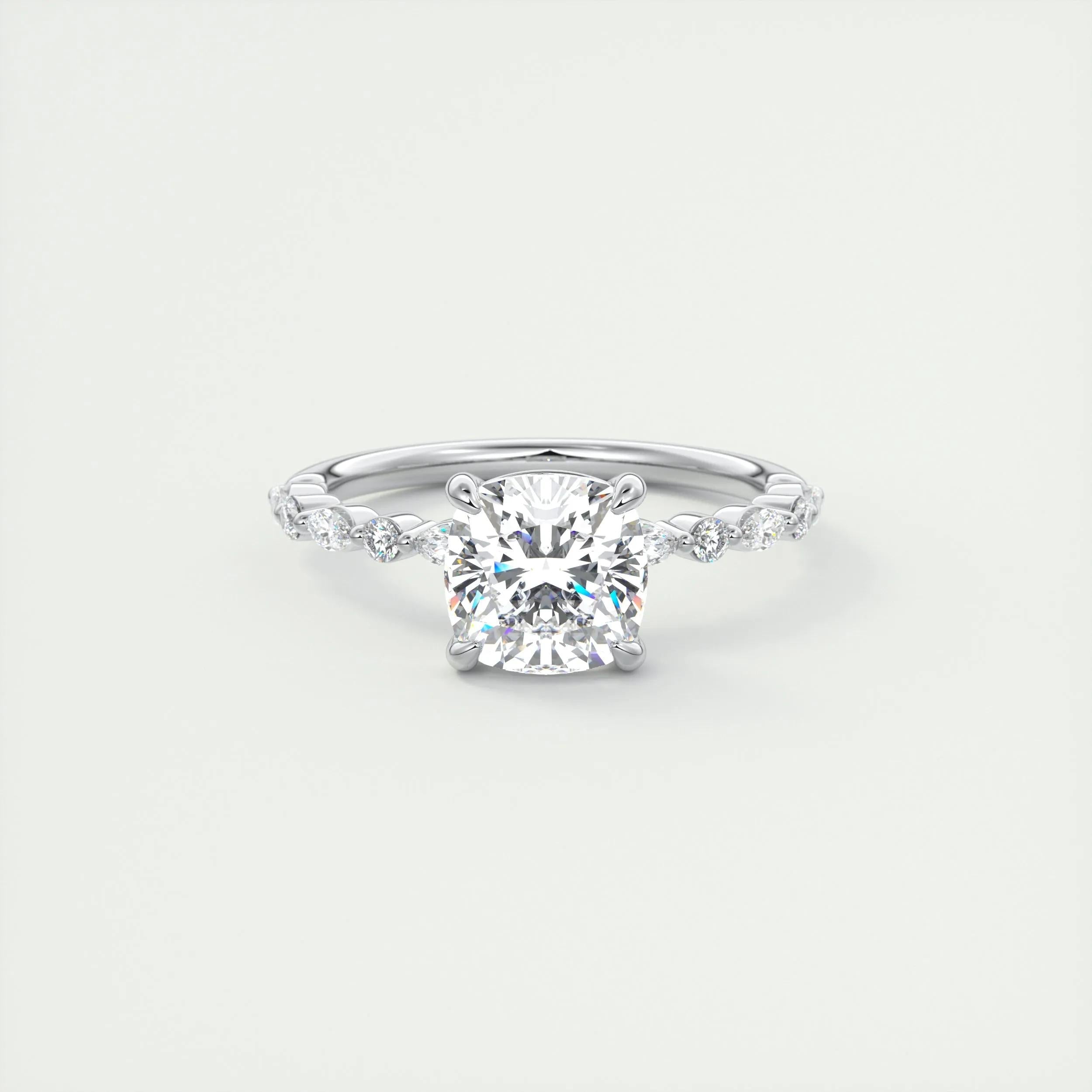 2 CT Cushion Solitaire CVD F/VS1 Diamond Engagement Ring - Barbara Maison 