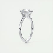 2 CT Asscher Bezel CVD F/VS1 Diamond Engagement Ring - Barbara Maison 