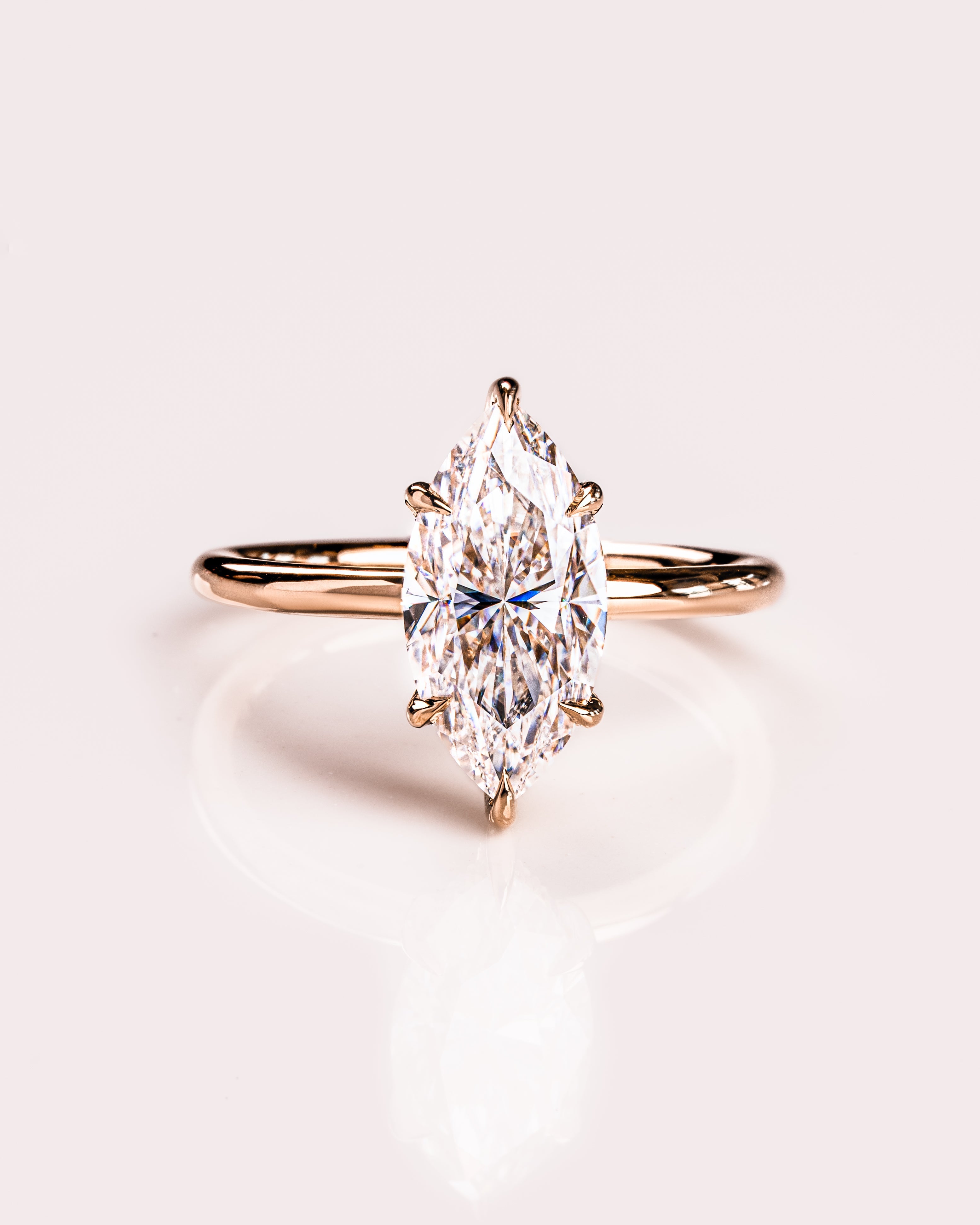 1.56 CT Marquise Cut Solitaire Moissanite Engagement Ring With Hidden Halo Setting - Barbara Maison 