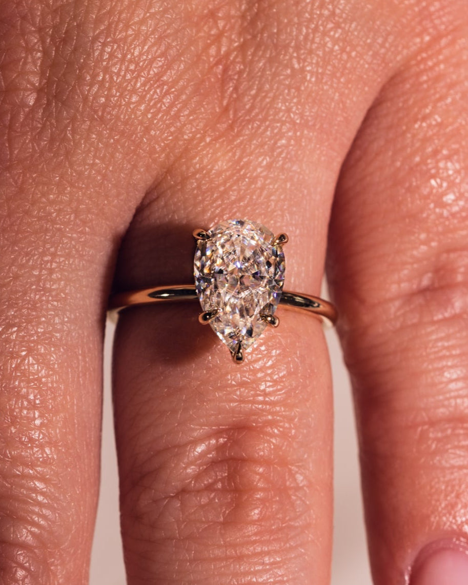 3.09 CT Pear Cut Moissanite Solitaire Engagement Ring - Barbara Maison 