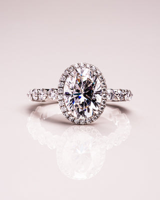 4.22 CT Oval Halo Pave Moissanite Engagement Ring - Barbara Maison 