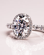 4.22 CT Oval Halo Pave Moissanite Engagement Ring - Barbara Maison 