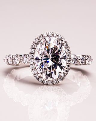 4.22 CT Oval Halo Pave Moissanite Engagement Ring - Barbara Maison 