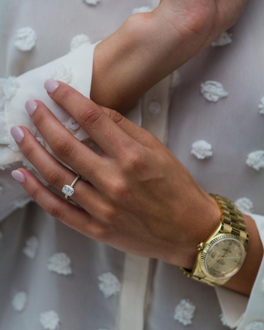 1.50 CT Cushion Solitaire Moissanite Engagement Ring - Barbara Maison 