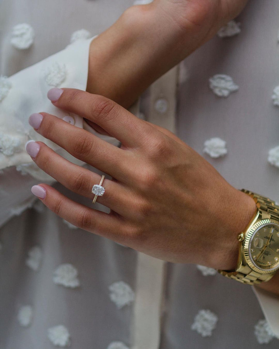 1.50 CT Cushion Solitaire Moissanite Engagement Ring - Barbara Maison 