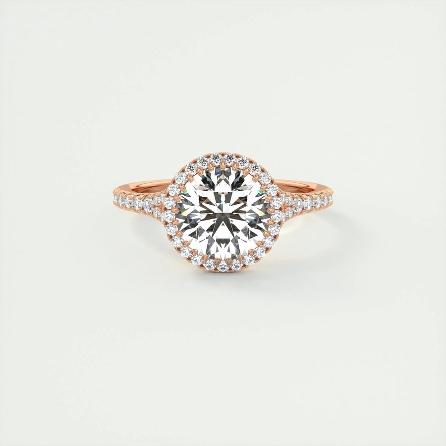 2 CT Round Halo Split Shank CVD F/VS1 Diamond Engagement Ring - Barbara Maison 