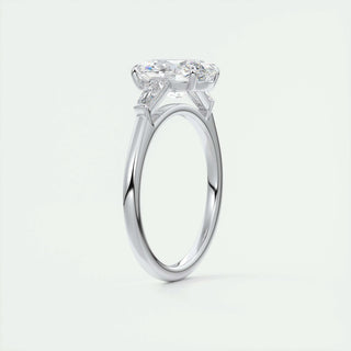 2 CT Oval Three Stone CVD F/VS1 Diamond Engagement Ring - Barbara Maison 