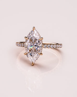 1.98 CT Marquise Solitaire Moissanite Engagement Ring With Hidden Halo/Pave Setting - Barbara Maison 