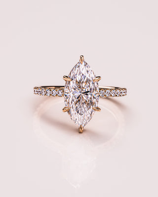 1.98 CT Marquise Solitaire Moissanite Engagement Ring With Hidden Halo/Pave Setting - Barbara Maison 