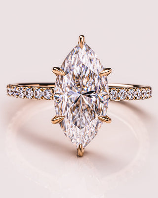 1.98 CT Marquise Solitaire Moissanite Engagement Ring With Hidden Halo/Pave Setting - Barbara Maison 