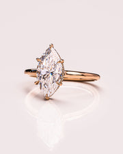 0.90 CT Marquise Cut Solitaire Moissanite Engagement Ring With Hidden Halo Setting - Barbara Maison 