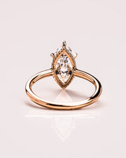 0.90 CT Marquise Cut Solitaire Moissanite Engagement Ring With Hidden Halo Setting - Barbara Maison 
