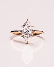 0.90 CT Marquise Cut Solitaire Moissanite Engagement Ring With Hidden Halo Setting - Barbara Maison 