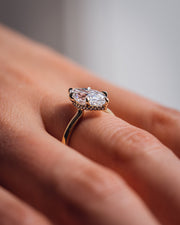 0.90 CT Marquise Cut Solitaire Moissanite Engagement Ring With Hidden Halo Setting - Barbara Maison 