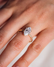 0.90 CT Marquise Cut Solitaire Moissanite Engagement Ring With Hidden Halo Setting - Barbara Maison 