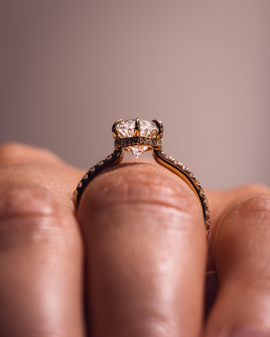 1.98 CT Marquise Solitaire Moissanite Engagement Ring With Hidden Halo/Pave Setting - Barbara Maison 