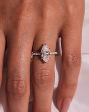 1.98 CT Marquise Solitaire Moissanite Engagement Ring With Hidden Halo/Pave Setting - Barbara Maison 