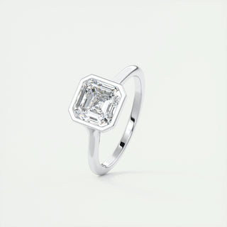 2 CT Asscher Bezel CVD F/VS1 Diamond Engagement Ring - Barbara Maison 