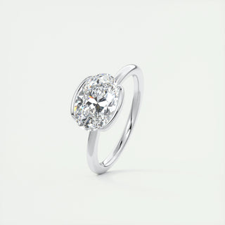 2 CT Oval Half Bezel CVD F/VS1 Diamond Engagement Ring - Barbara Maison 