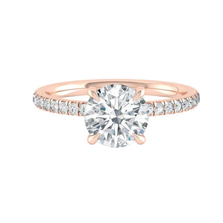 1.85 CT Round Cut Hidden Halo Pave Moissanite Engagement Ring - Barbara Maison 