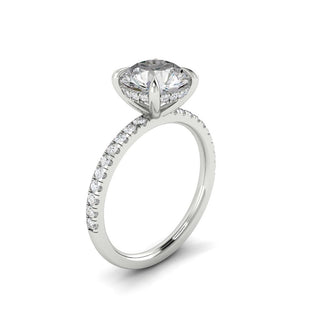 1.85 CT Round Cut Hidden Halo Pave Moissanite Engagement Ring - Barbara Maison 