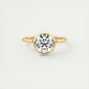 2 CT Round Bezel CVD F/VS1 Diamond Engagement Ring - Barbara Maison 