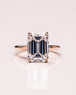 8.0 CT Emerald Cut Solitaire Hidden Halo Moissanite Engagement Ring - Barbara Maison 