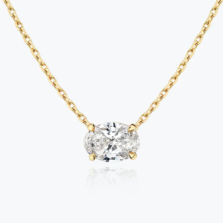 0.25-1.0ct Oval Cut Solitaire Moissanite Diamond Necklace - Barbara Maison 