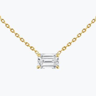 0.25-1.0ct Emerald Cut Solitaire Moissanite Diamond Necklace - Barbara Maison 