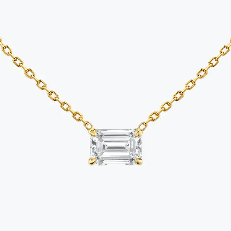 0.25-1.0ct Emerald-Cut Solitaire Moissanite Diamond Layering Necklace - Barbara Maison 