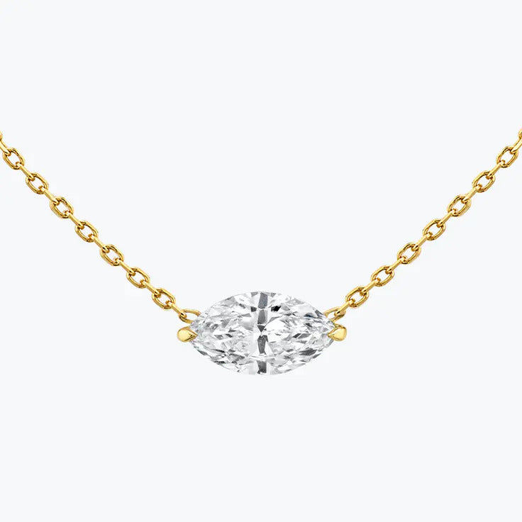 0.25-1.0ct Marquise Cut Solitaire Moissanite Diamond Necklace - Barbara Maison 