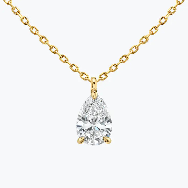 0.25-1.0ct Pear Cut Solitaire Moissanite Diamond Layering Necklace - Barbara Maison 