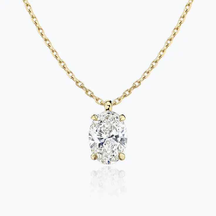 0.25-1.0ct Oval Cut Solitaire Moissanite Diamond Necklace - Barbara Maison 