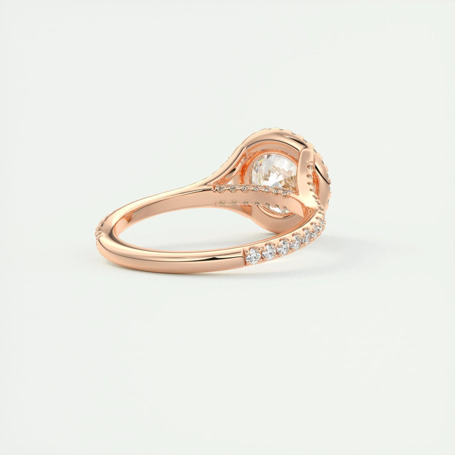 2 CT Round Halo Split Shank CVD F/VS1 Diamond Engagement Ring - Barbara Maison 