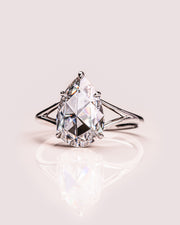 3.09 CT Pear Cut Moissanite Solitaire Engagement Ring With Split Shank Setting - Barbara Maison 