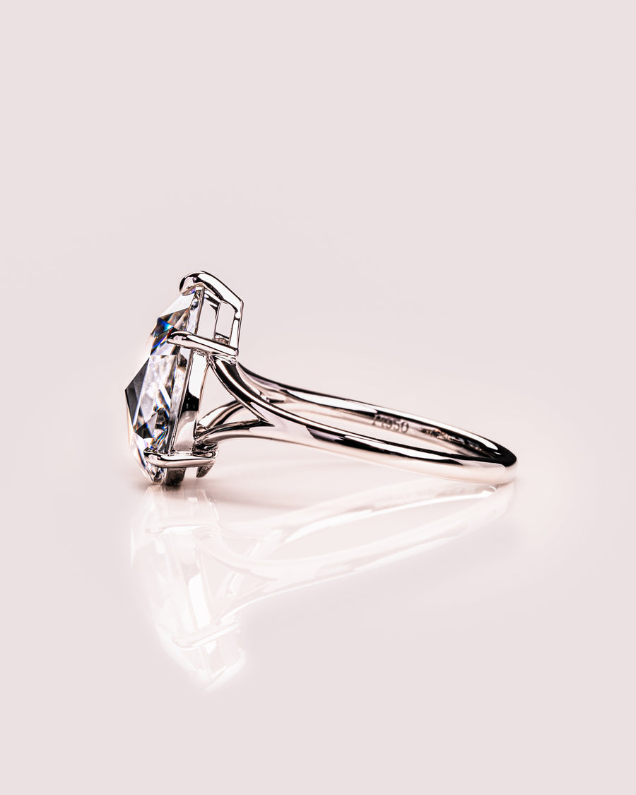 3.09 CT Pear Cut Moissanite Solitaire Engagement Ring With Split Shank Setting - Barbara Maison 