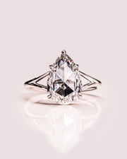 3.09 CT Pear Cut Moissanite Solitaire Engagement Ring With Split Shank Setting - Barbara Maison 