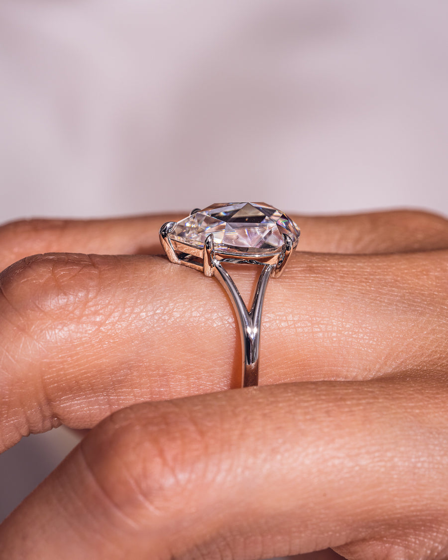 3.09 CT Pear Cut Moissanite Solitaire Engagement Ring With Split Shank Setting - Barbara Maison 